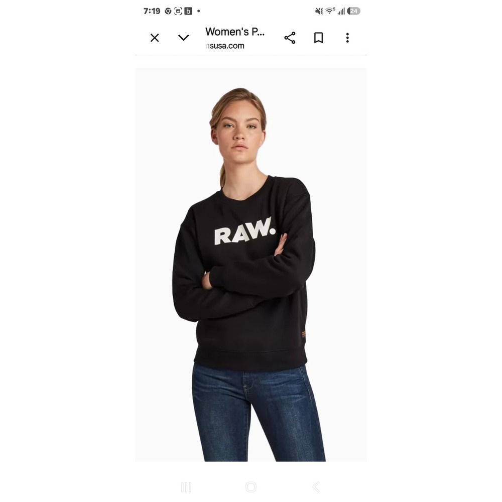 G Star RAW Premium Core Sweatshirt Black Graphic Crewneck XS NWT